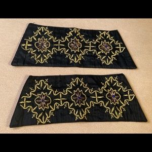 Pair of vintage silk intricately gold embroidery with semi p.stones arm cuffs